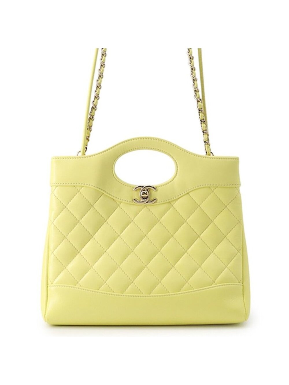 Chanel Chain Shoulder Bag Quilted Small Shopping Shiny Calfskin